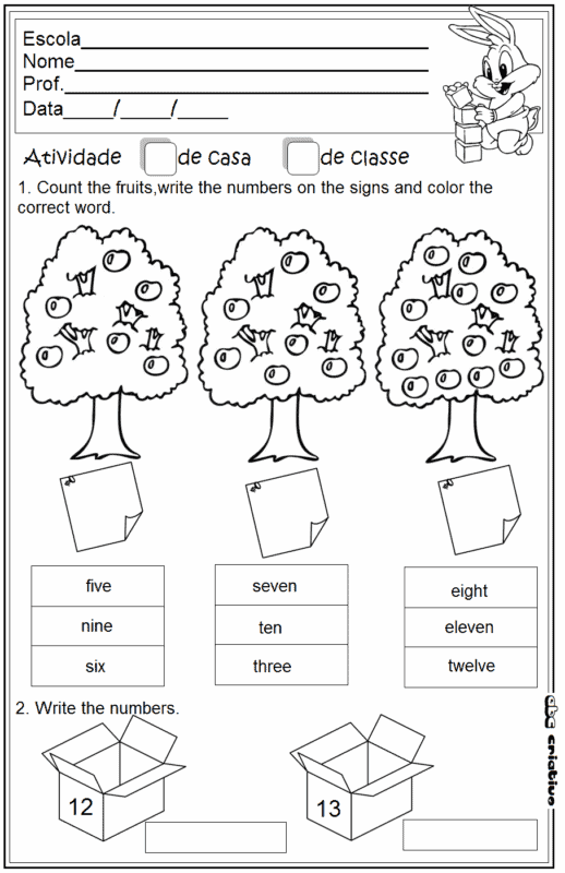 Atividades de Inglês 1º ano Ensino Fundamental