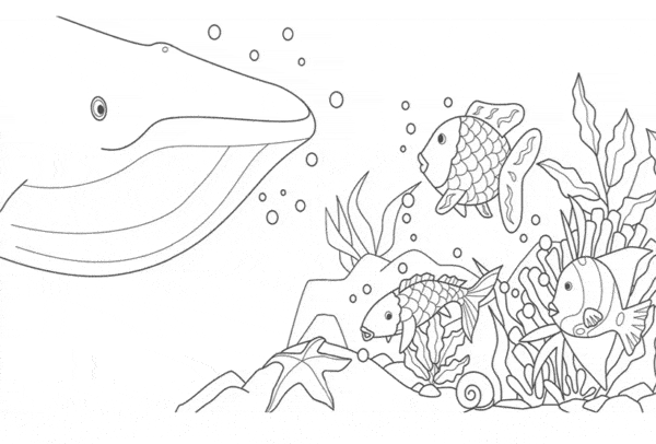 13 desenho de fundo do mar com baleia para colorir