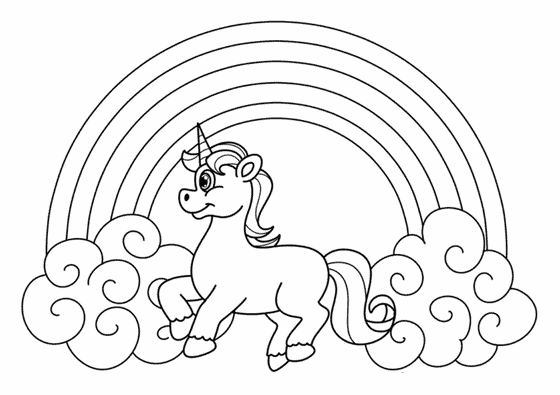 16 desenho cute de arco iris com unicornio