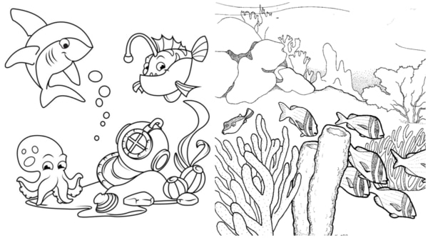 20 desenhos gratis de fundo do mar