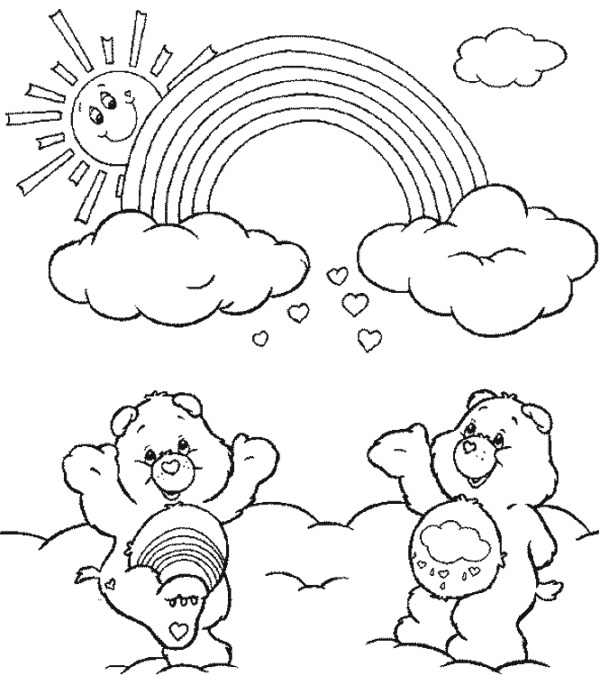 21 desenho de Ursinhos Carinhosos com arco iris para colorir