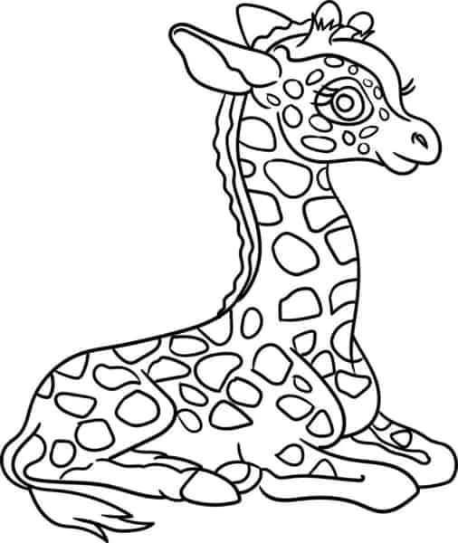 33 desenho de girafinha sentada para colorir