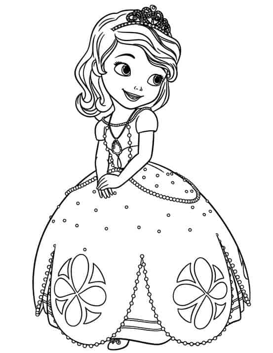 1 desenho simples da princesa Sofia para colorir