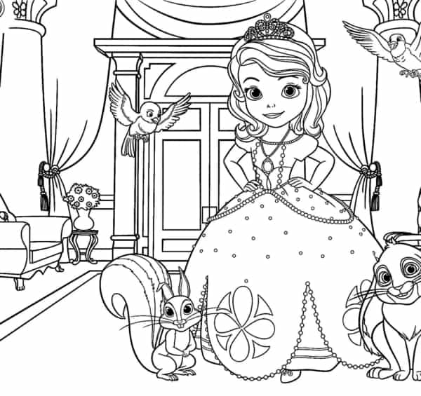 16 desenho para colorir princesa Sofia com animais