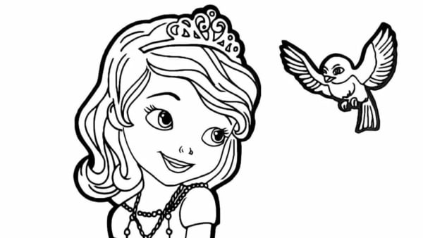 19 desenho simples de princesa Sofia com passaro