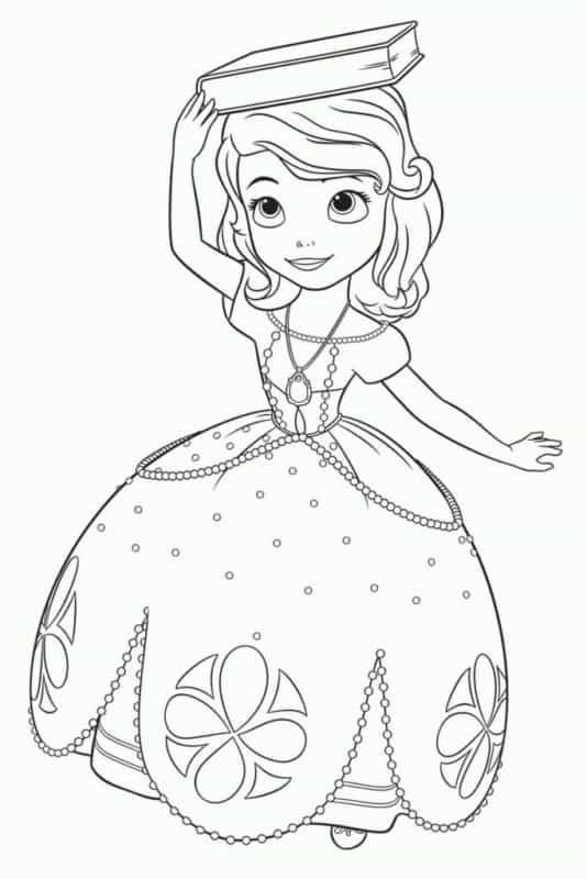 5 desenho simples da princesa Sofia para colorir