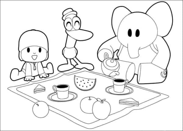 23 desenho picnic Pocoyo para colorir ColoringOnly