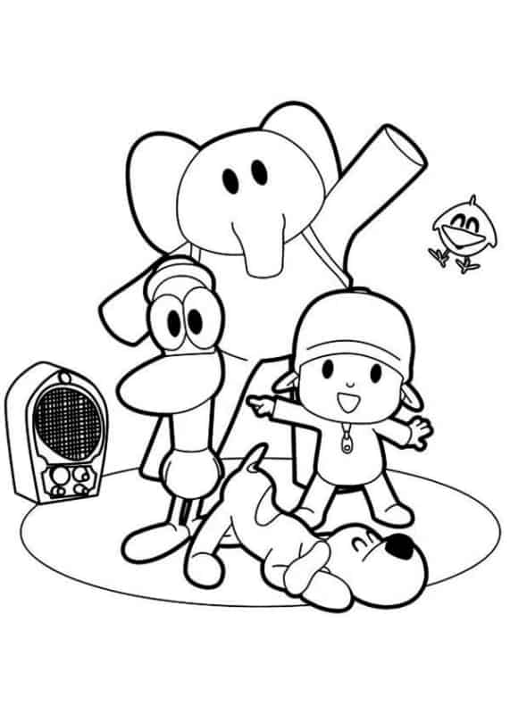 Amigável Pocoyo para colorir