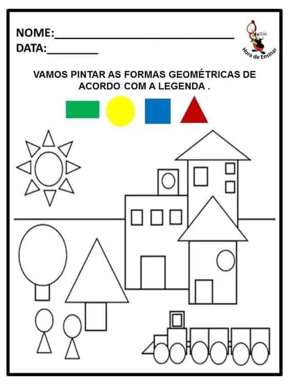 Atividades com formas geometricas para as criancas pintarem