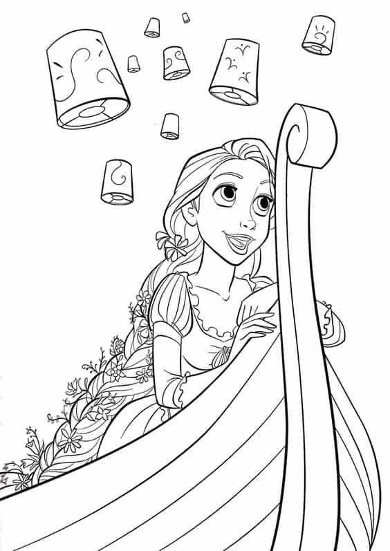 Cena do filme Enrolados com a Rapunzel para colorir