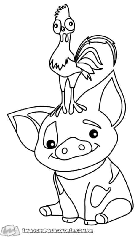 Desenho do porquinho da Moana para pintar Fonte Imagens para colorir