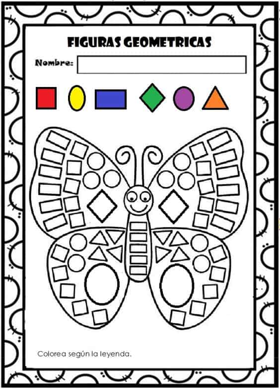Dica de formas geometricas na borboleta ludica para criancada colorir