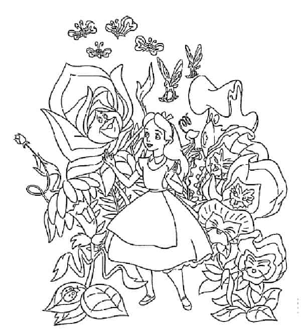 Alice no País das Maravilhas para colorir