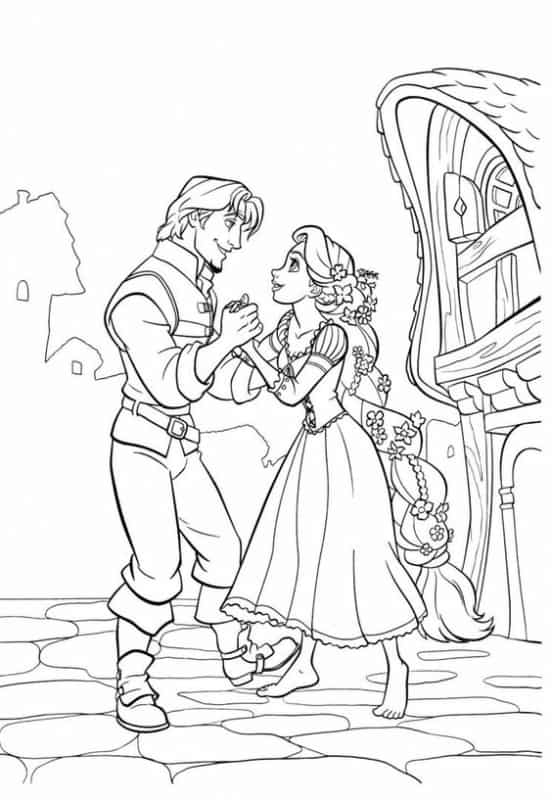 Princesa Rapunzel e principe dancando