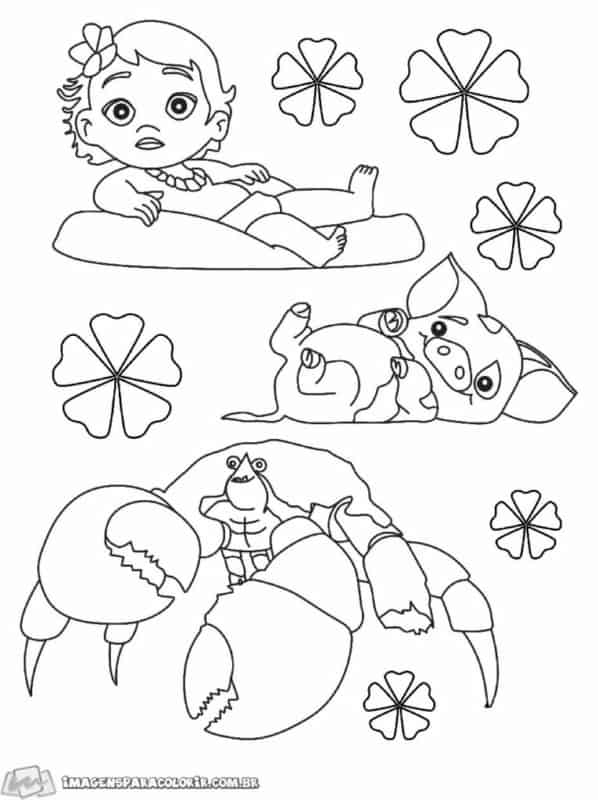 Varios desenhos da Moana baby para pintar Fonte Imagens para colorir