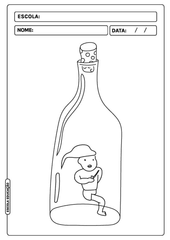 40 desenho simples Saci na garrafa Escola Educacao