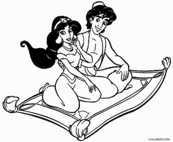 9 desneho Jasmine e Aladdin no tapete Cool2bkids