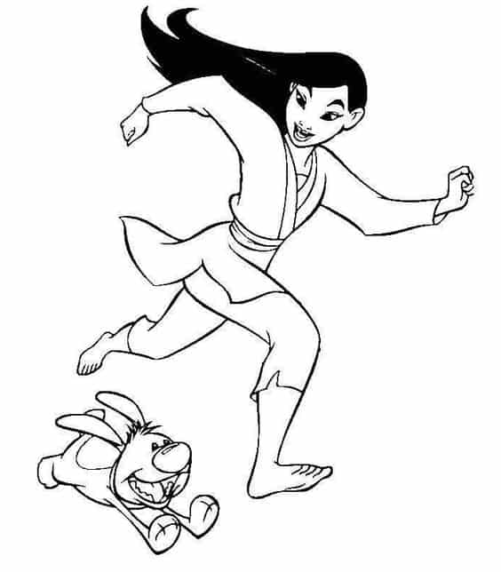 Caozinho e Mulan para colorir Fonte Pinterest