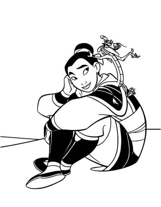 Dica de imagem da Mulan para colorir Fonte Pinterest