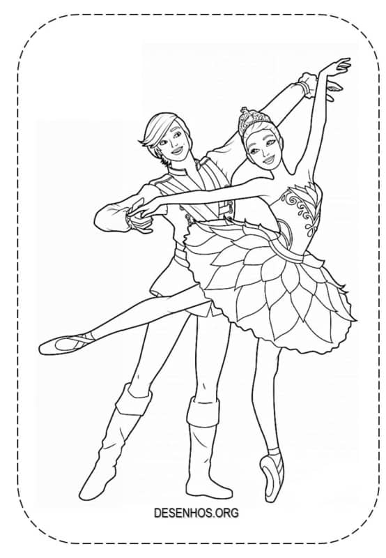 Desenho colorir barbie bailarina