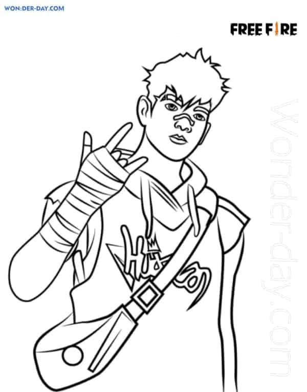 desenho do personagem do free fire para colorir- kawai