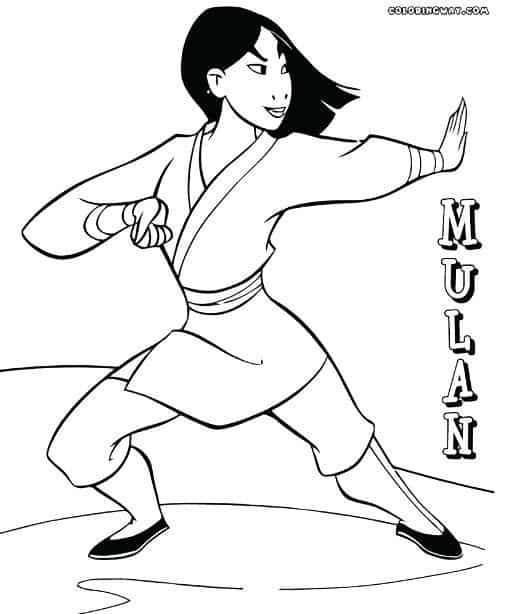Guerreira Mulan para colorir Fonte Pinterest