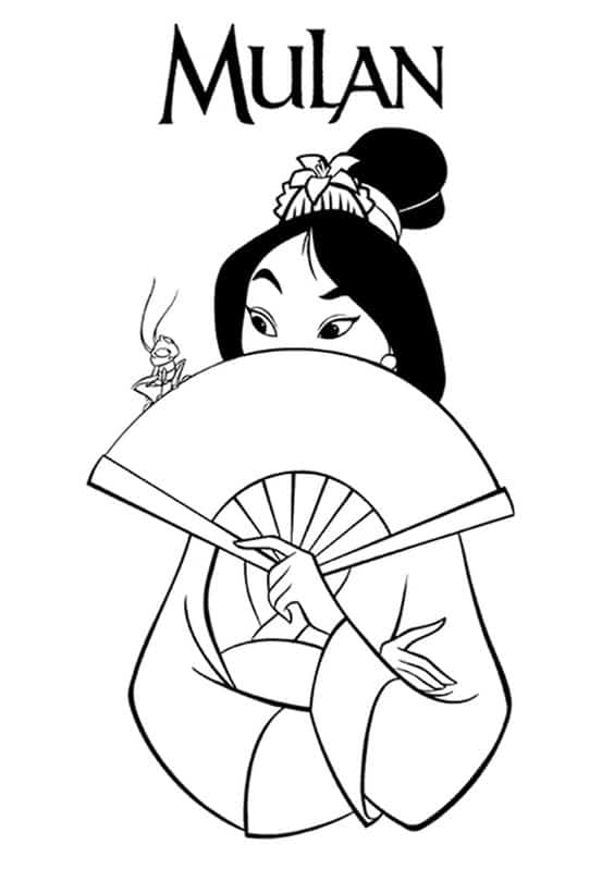 Mulan e seu grilo para colorir Fonte Pinterest