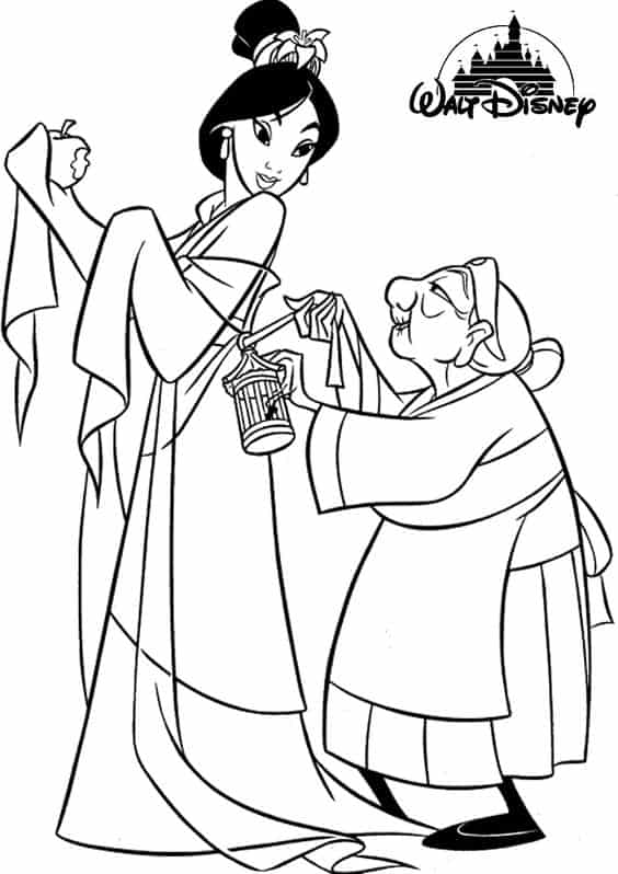 Mulan e sua avo para colorir Fonte Pinterest