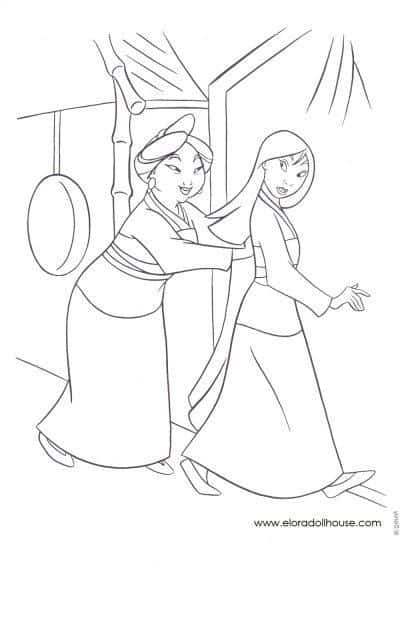 Mulan e sua mae para colorir Fonte Pinterest