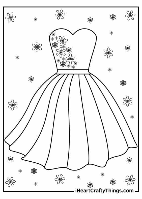 Desenhos para colorir de desenho de um vestido simples para colorir  