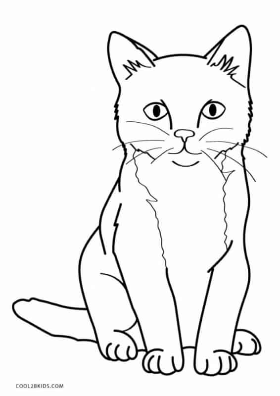 1 desenho simples de gato para pintar Cool2bKids