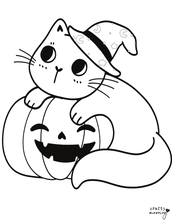 21 desenho de halloween com gato para colorir Crafty Morning
