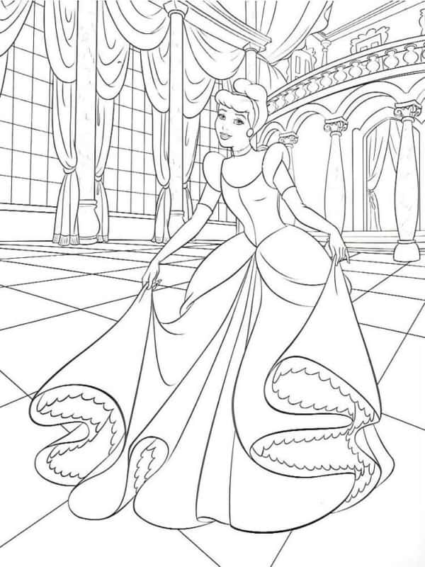 20 desenho Cinderela no baile para colorir ScribbleFun