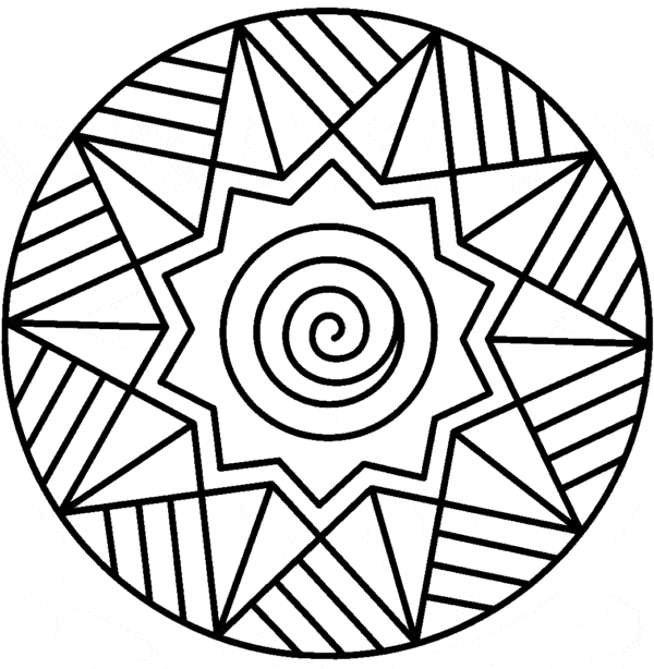 Desenho de Mandala Flor Simples para colorir