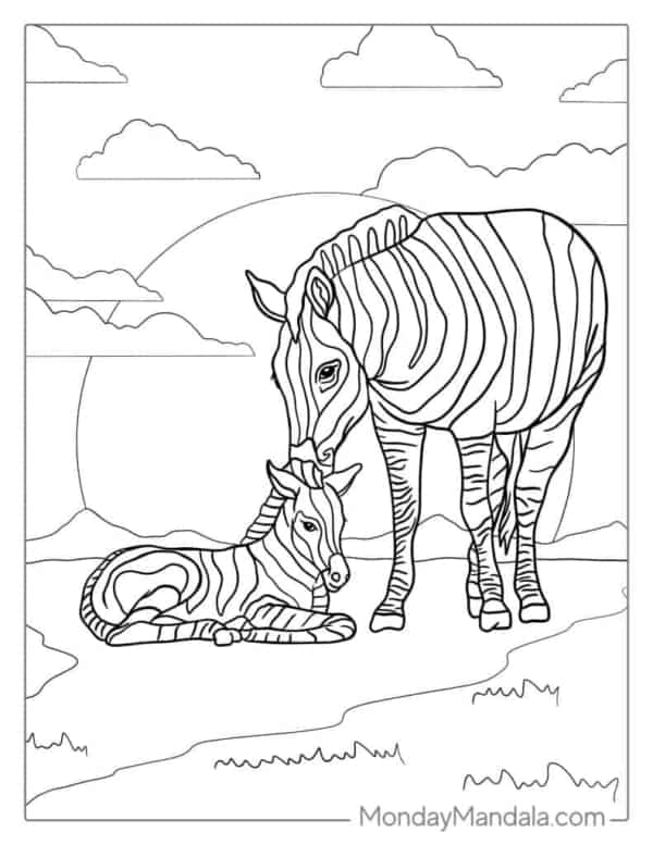 11 desenho de zebra para imprimir e pintar Monday Mandala