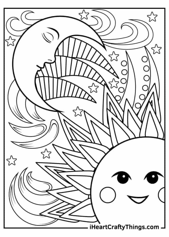 12 desenho para colorir de lua e sol I Heart Crafty Things