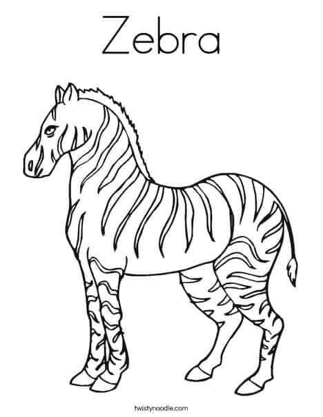 20 atividade simples de zebra para colorir Twisty Noodle