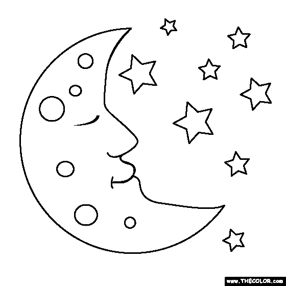 24 lua e estrelas para colorir TheColor