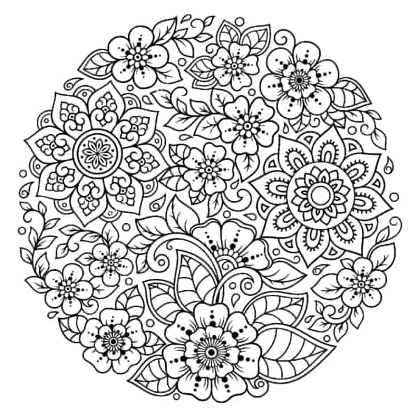 Desenho de Mandala Flor Simples para colorir