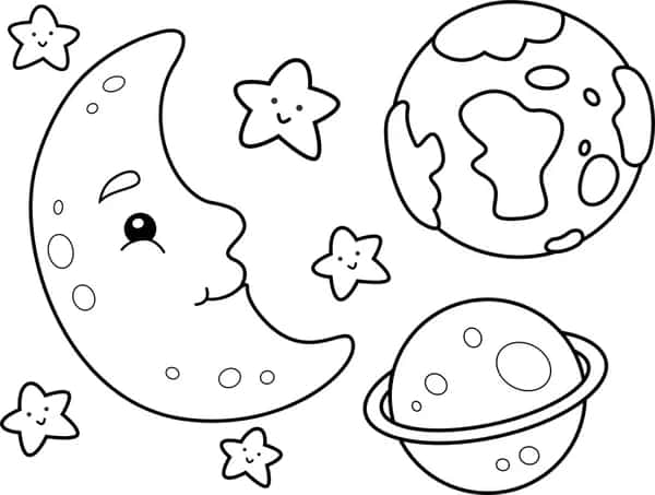 54 desenho de lua e planetas para colorir Depositphotos