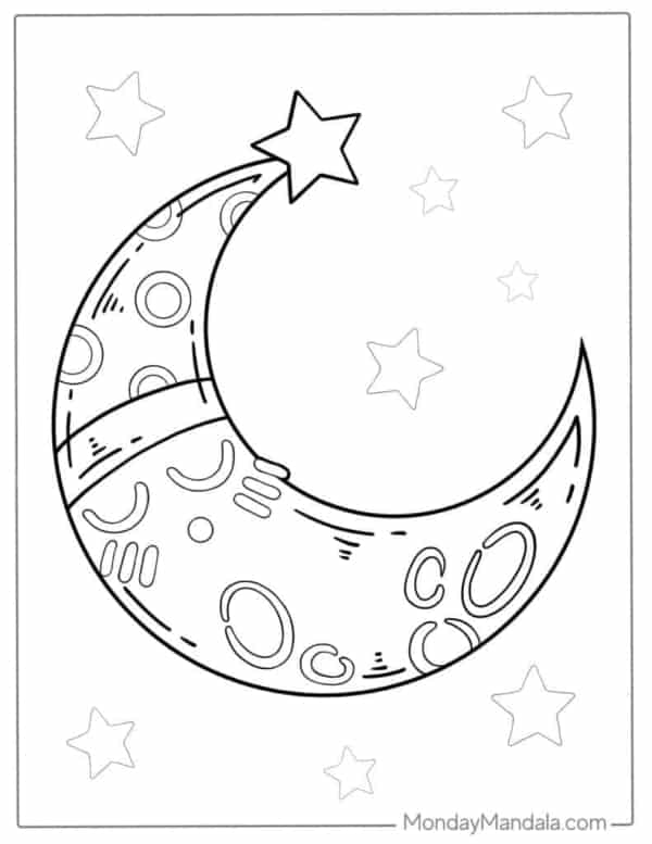 57 desenho fofo da lua para imprimir Monday Mandala