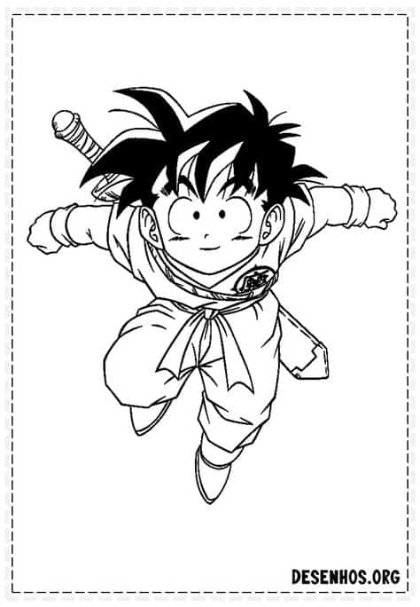 Desenho Goku ao ataque