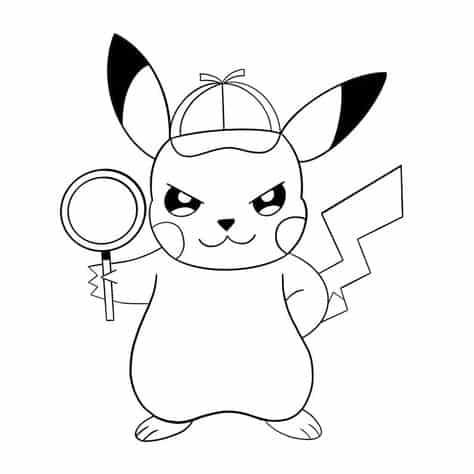 Resultado de imagem para pikachu com bone para colorir