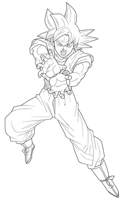 Pose de luta de Son Goku para colorir