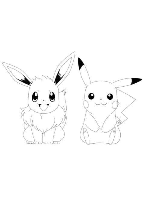 Pikachu e Eevee ideias para colorir