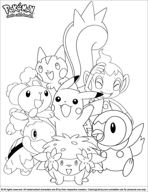 Pikachu e amigos para pintar