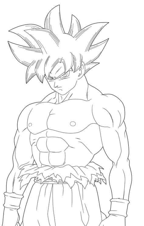 Pose de luta de Son Goku para colorir