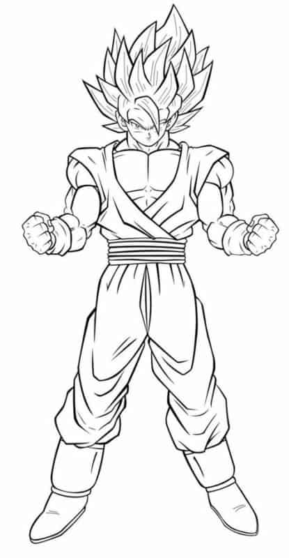 Pose de luta de Son Goku para colorir