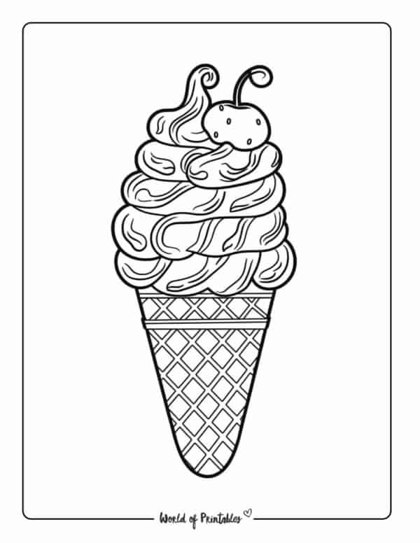 12 sorvete com cereja para colorir World of Printables
