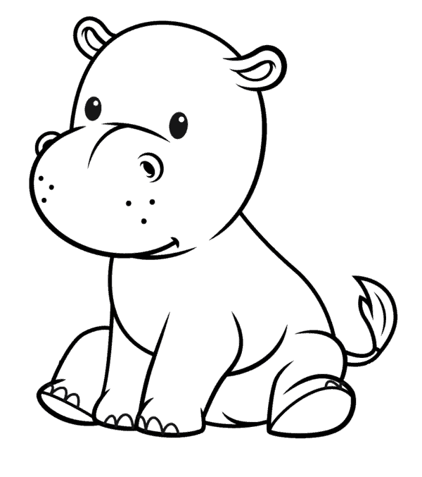13 desenho simples de filhote de hipopotamo Coloring Pages For Kids And Adults